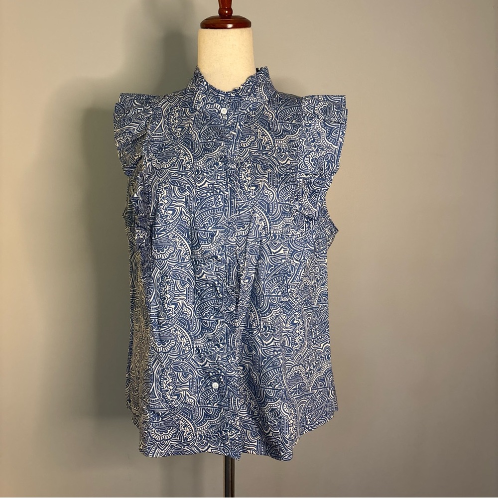 Size L- Tyler Boe blue and white sleeveless top